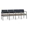 Lesro Lenox Steel 4 Seat Tandem Seating Metal Frame, Charcoal, RS Night Sky Back, MD Farro Seat LS4103 - alternate 1